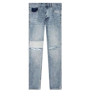 KSUBI Chitch Retrorade Thrashed Blue Slim Straight Tapered Distressed 31x33